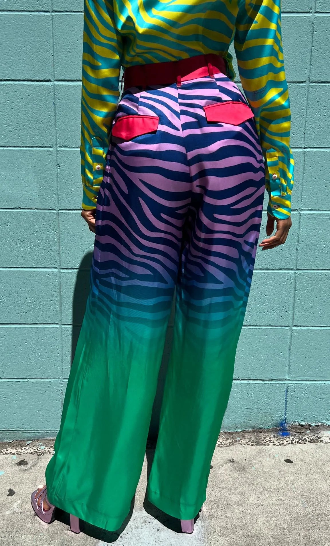 Cupro Wide Leg Trousers in Disco Zebra