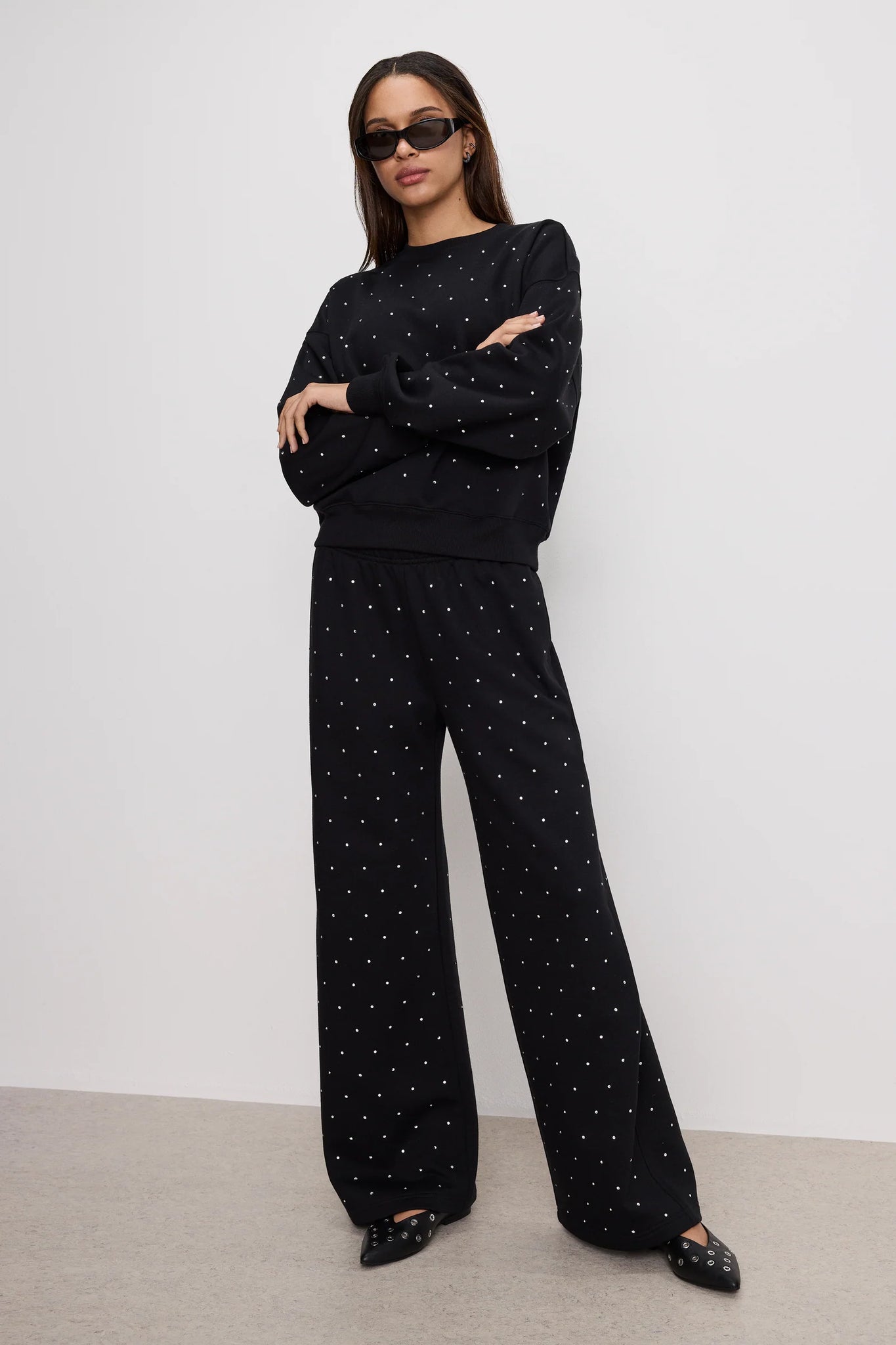 CRYSTAL WIDE LEG SWEATPANT