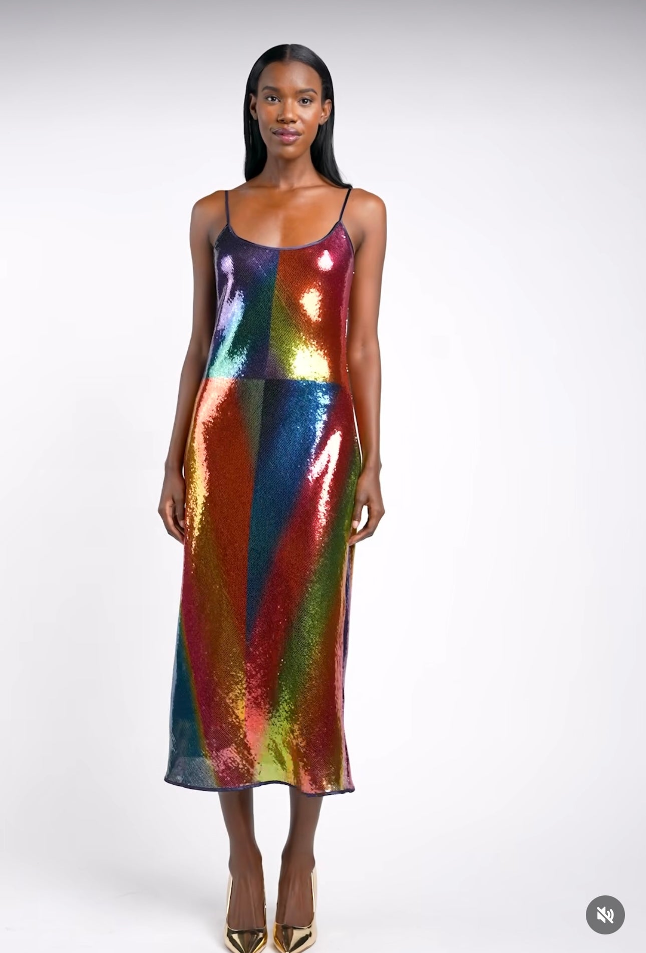 Sequin Spectral Gradient Slip Dress