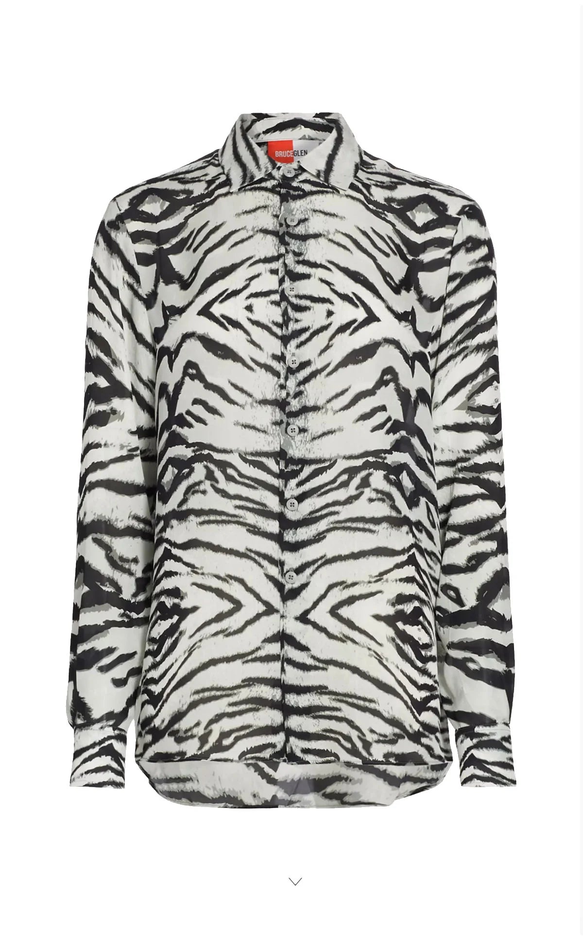 Snow Tiger Silk Georgette Button Up Shirt