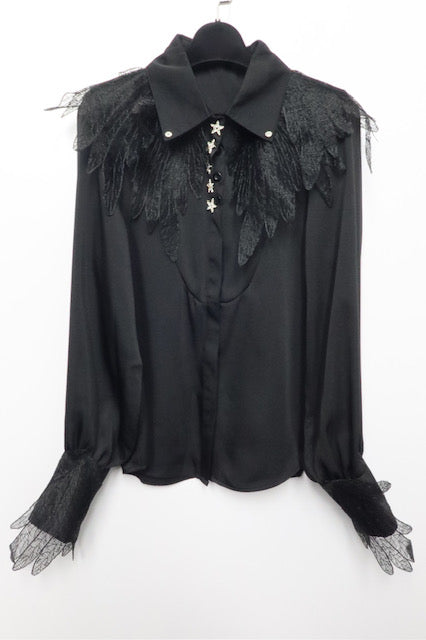 Angel of Mine Feather Detailed Blouse-FINAL SALE